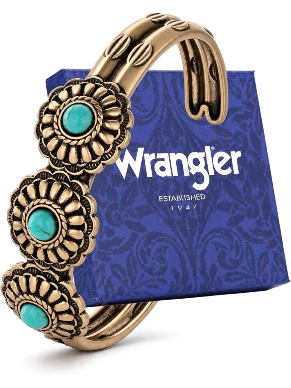Trendy Turquoise Flower Cuff Bracelet for Women - Western Style Jewelry